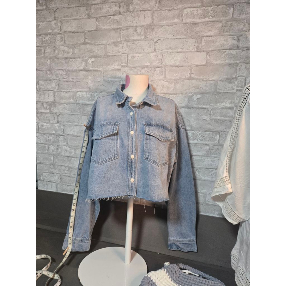 MISS LOVE Light Blue Cropped Jean Jacket L